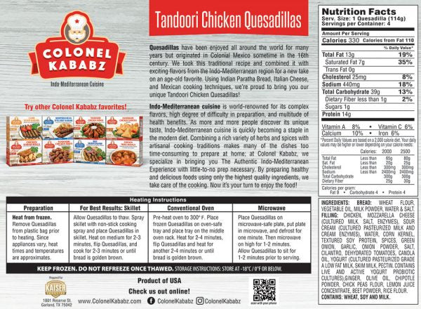 Tandoori Chicken Quesadilla - Colonel Kababz