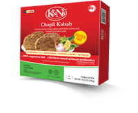 Chapli Kabab Ground chicken meat patties with fresh onions and cracked coriander seeds K&Ns